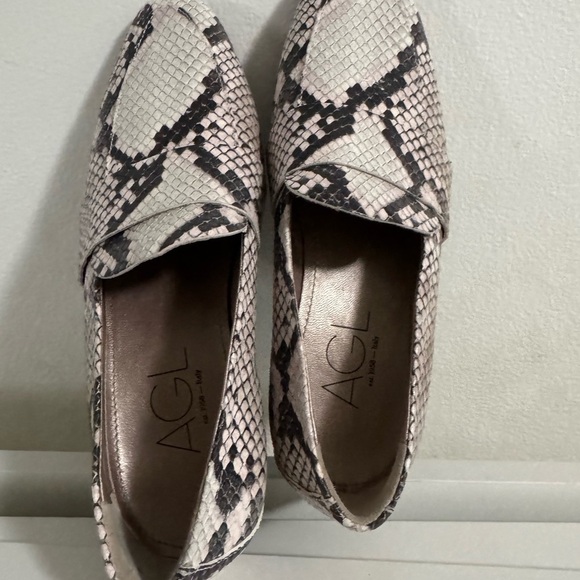 New. AGL Python Animal Print Slip On Loafers in Brown / Cream Size EU 35.5 US 5 - Picture 4 of 12